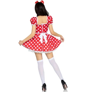 LEG AVENUE - ABITO A POIS + FASCIA PER CAPELLI ROSSO/BIANCO S